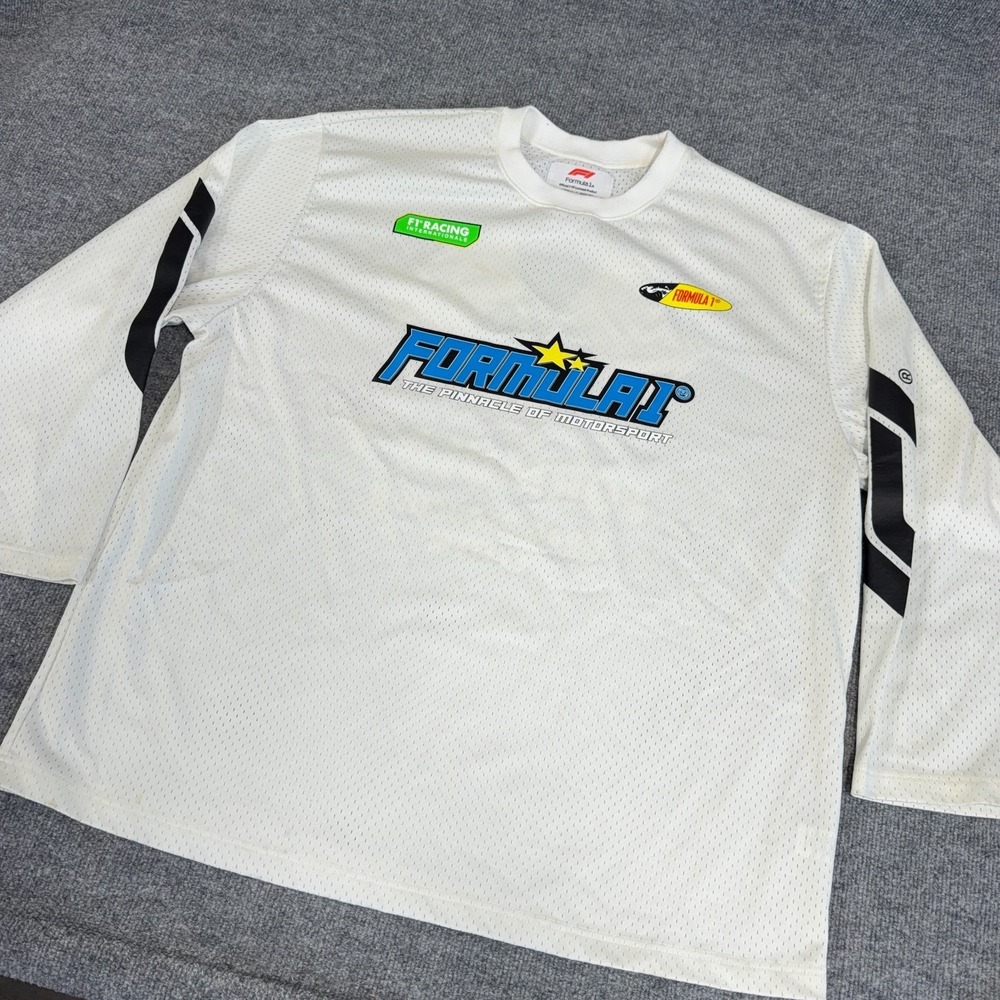 Formula 1 x Pacsun Mesh Jersey Mens 2XL White Mesh F1 Racing Crew Performance